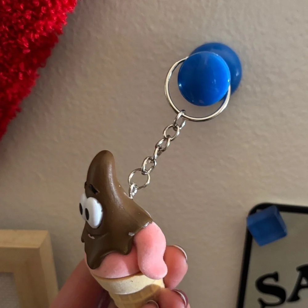 Ice Cream Cone Keychain with Blue Magnet